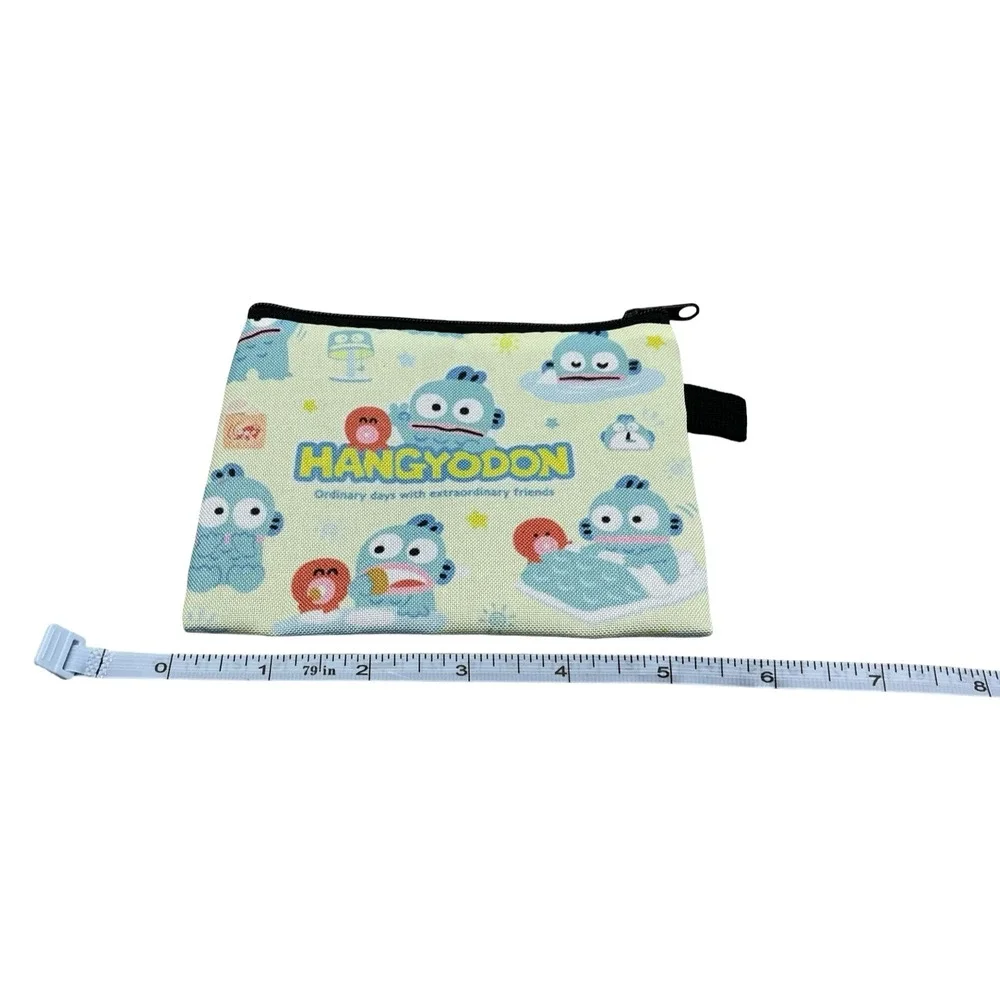Sanrio Hangyodon Zipper Pouch Small Makeup Coin Bag Green Multi Character Print